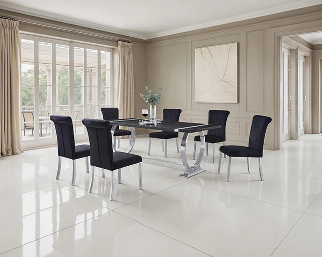 Horley 80" Dining Table, Silver Frame