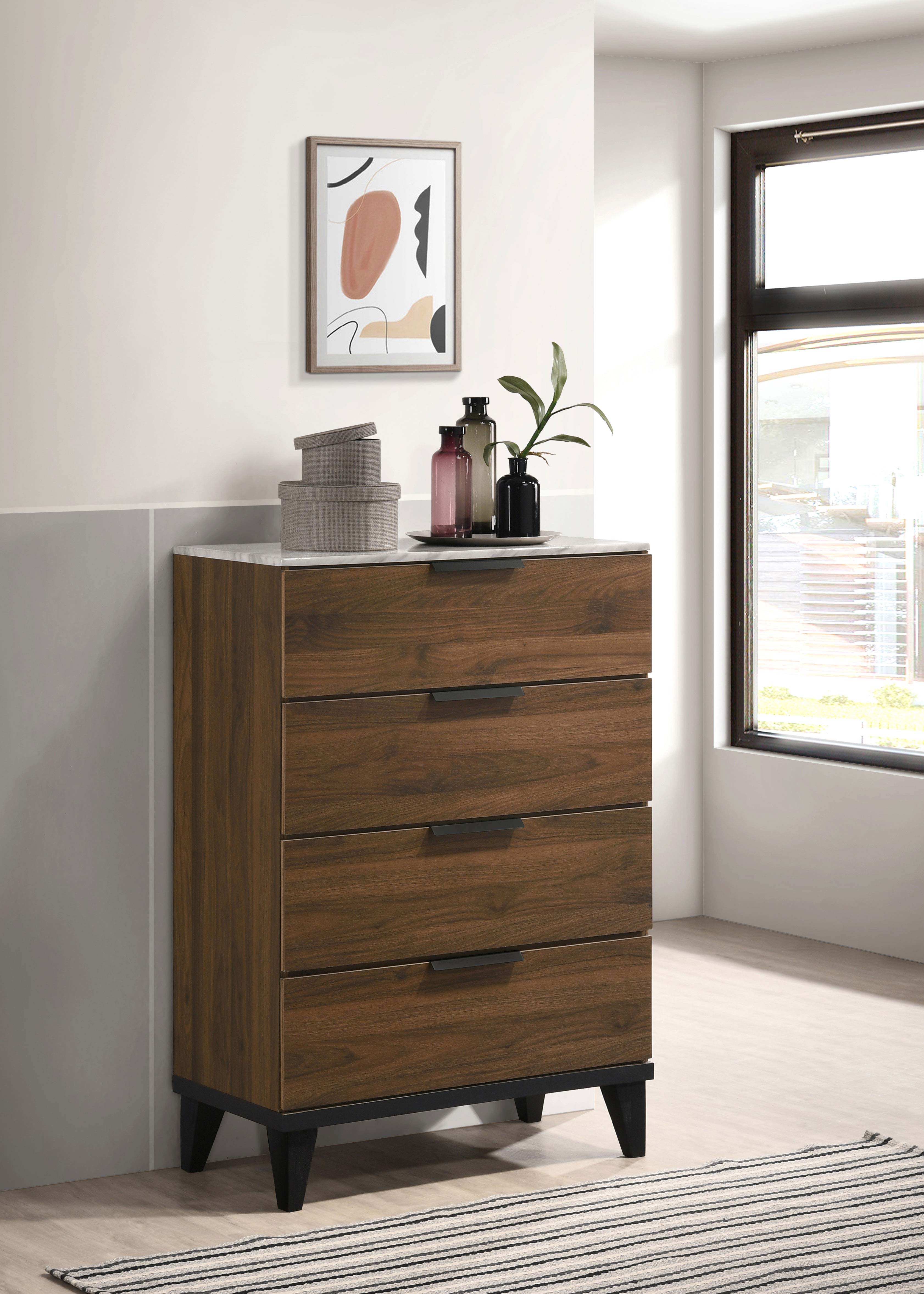 brown 4 drawer dresser Mays 4-drawer Chest Walnut Brown with Faux Marble Top
