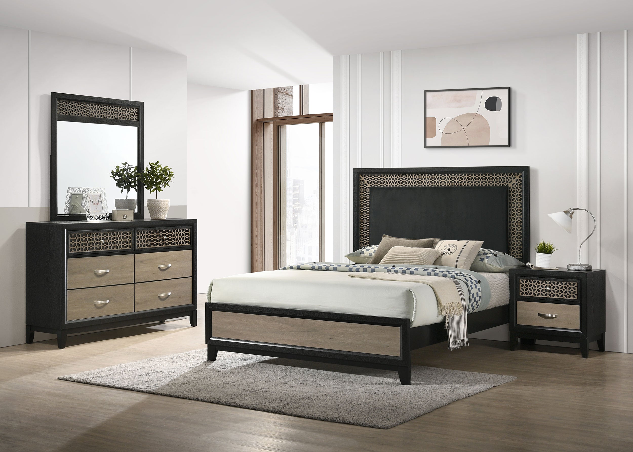 Valencia Bedroom Set Light Brown and Black, image size:2500x1786