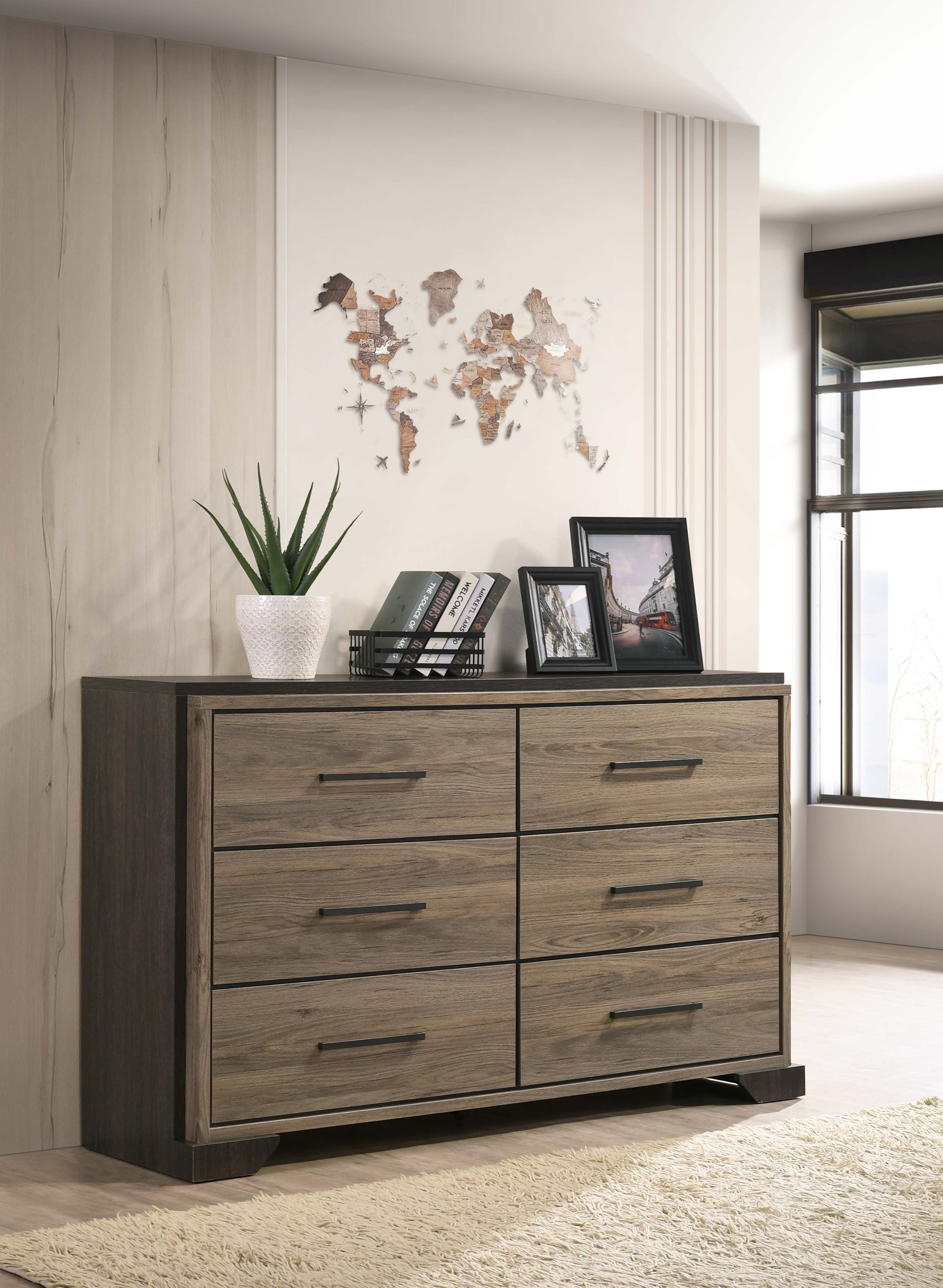 Baker 6-drawer Dresser Brown and Light Taupe Baker 6-drawer Dresser Brown and Light Taupe