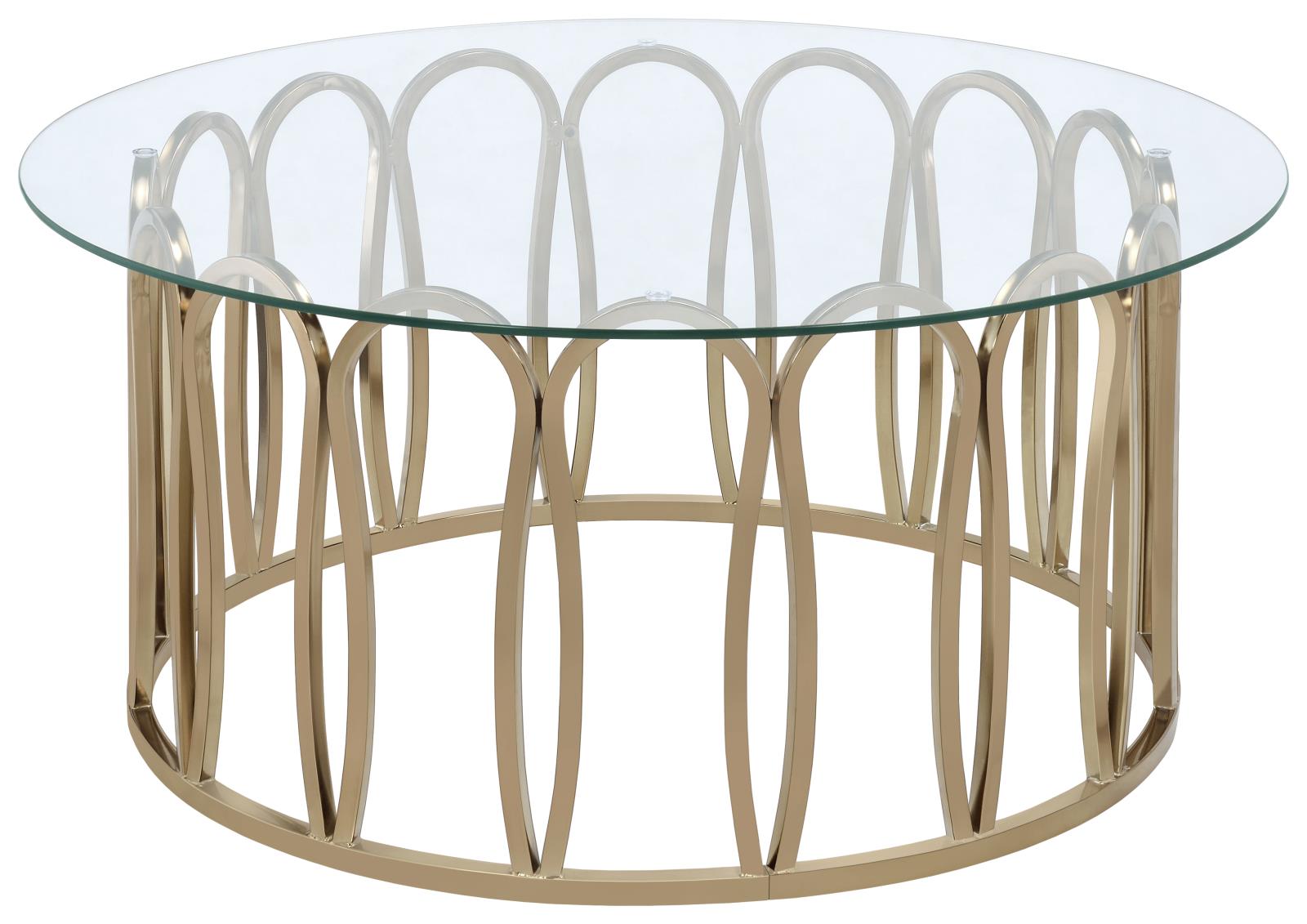 Monett Round Coffee Table Chocolate Chrome and Clear image