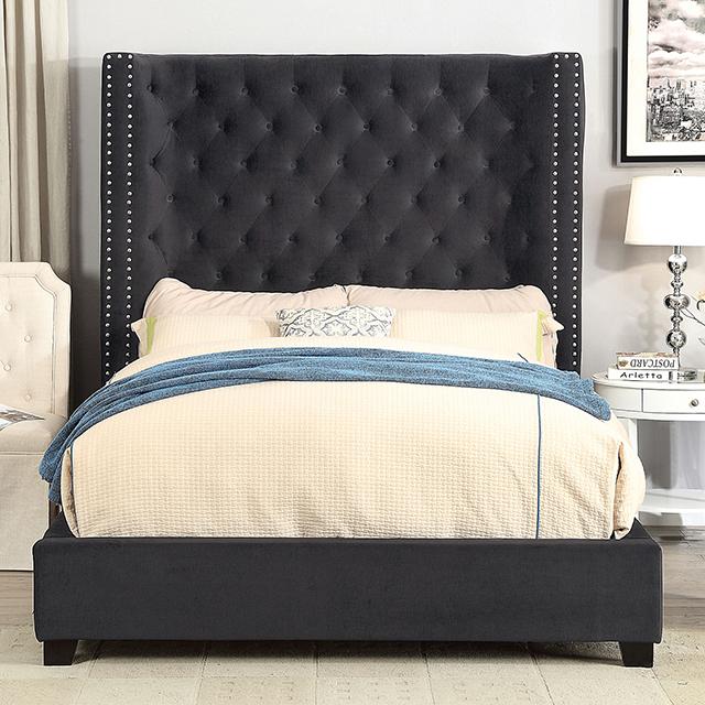 ROSABELLE E.King & Queen Bed, Black, Gray, & Ivory,