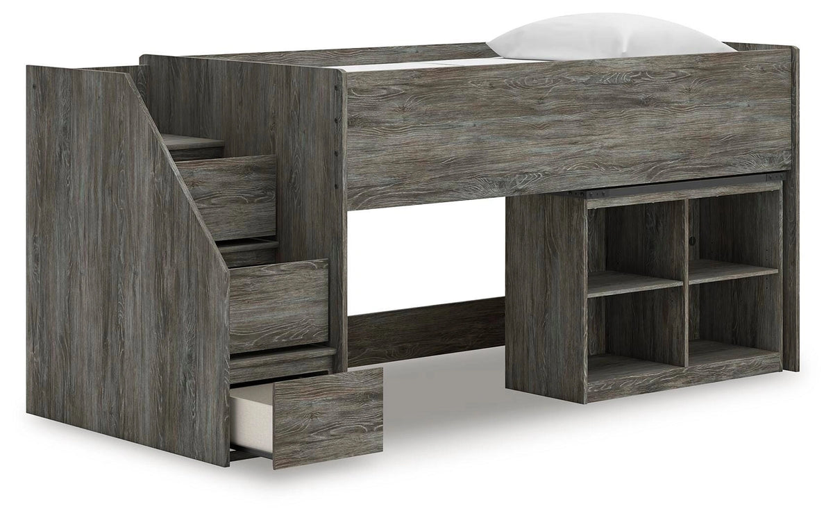 Frandern Loft Bed with Bookcase Storage