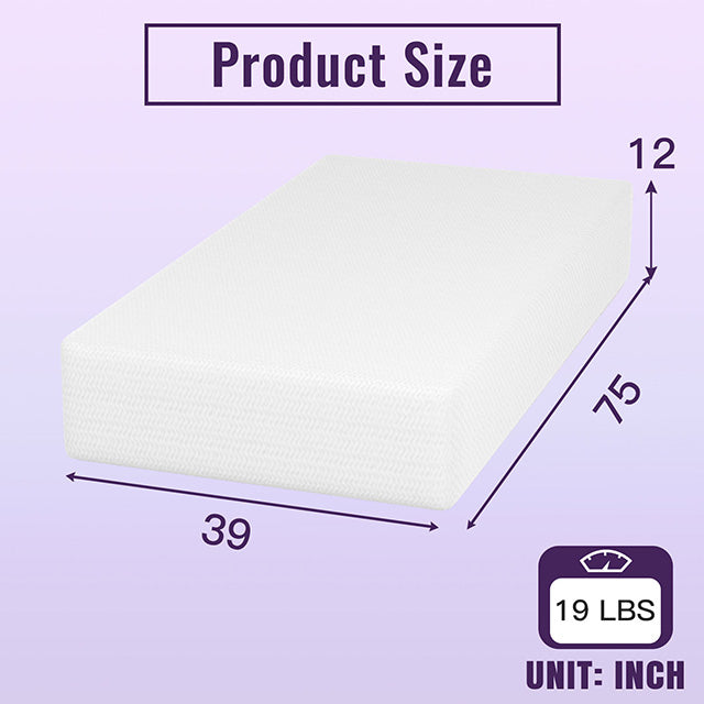 Nasturtium 12" Twin Bamboo Charcoal Infused Memory Foam