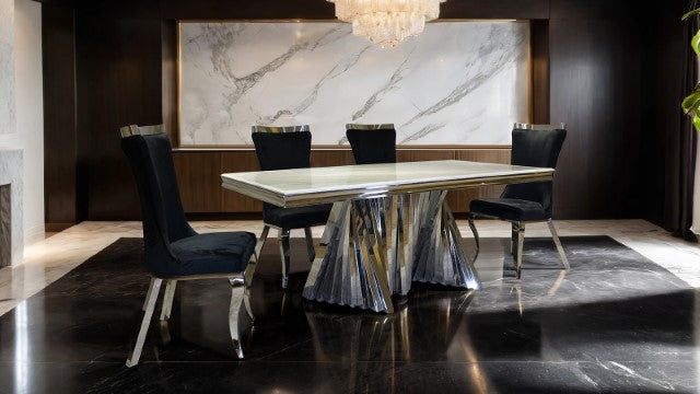 Basilicata 7 Pc Dining Table Set Chrome