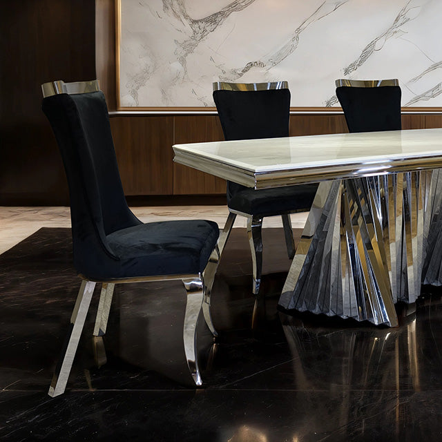 Basilicata 7 Pc Dining Table Set Chrome