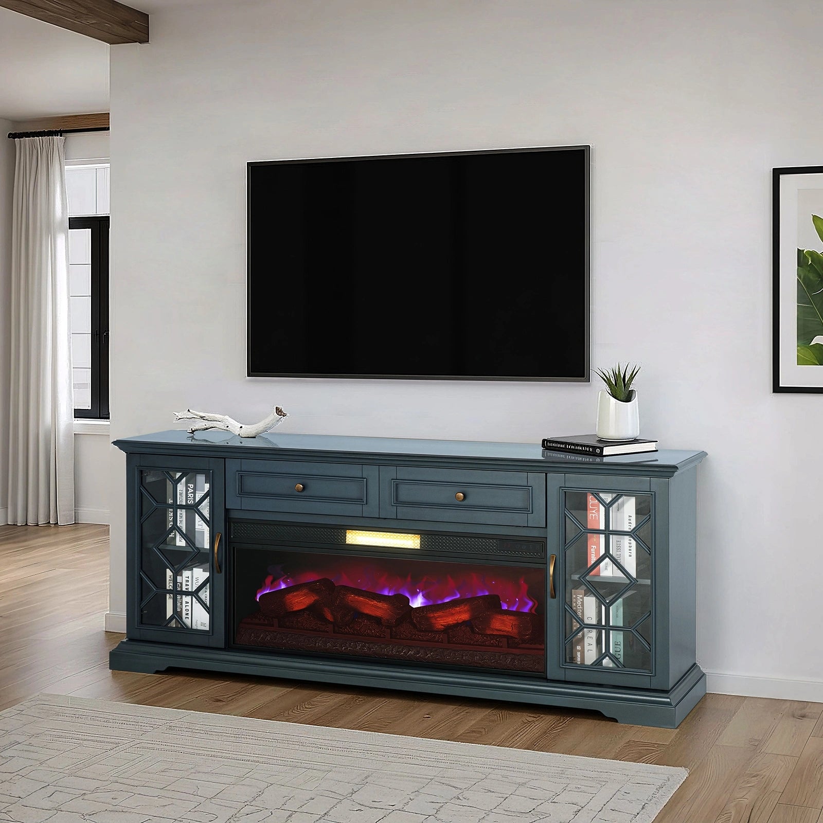 Fidel 74'' TV Console w/ Electric Fireplace