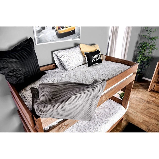 Arlette Twin/Twin Bunk Bed Brown, Black, Gray, & White