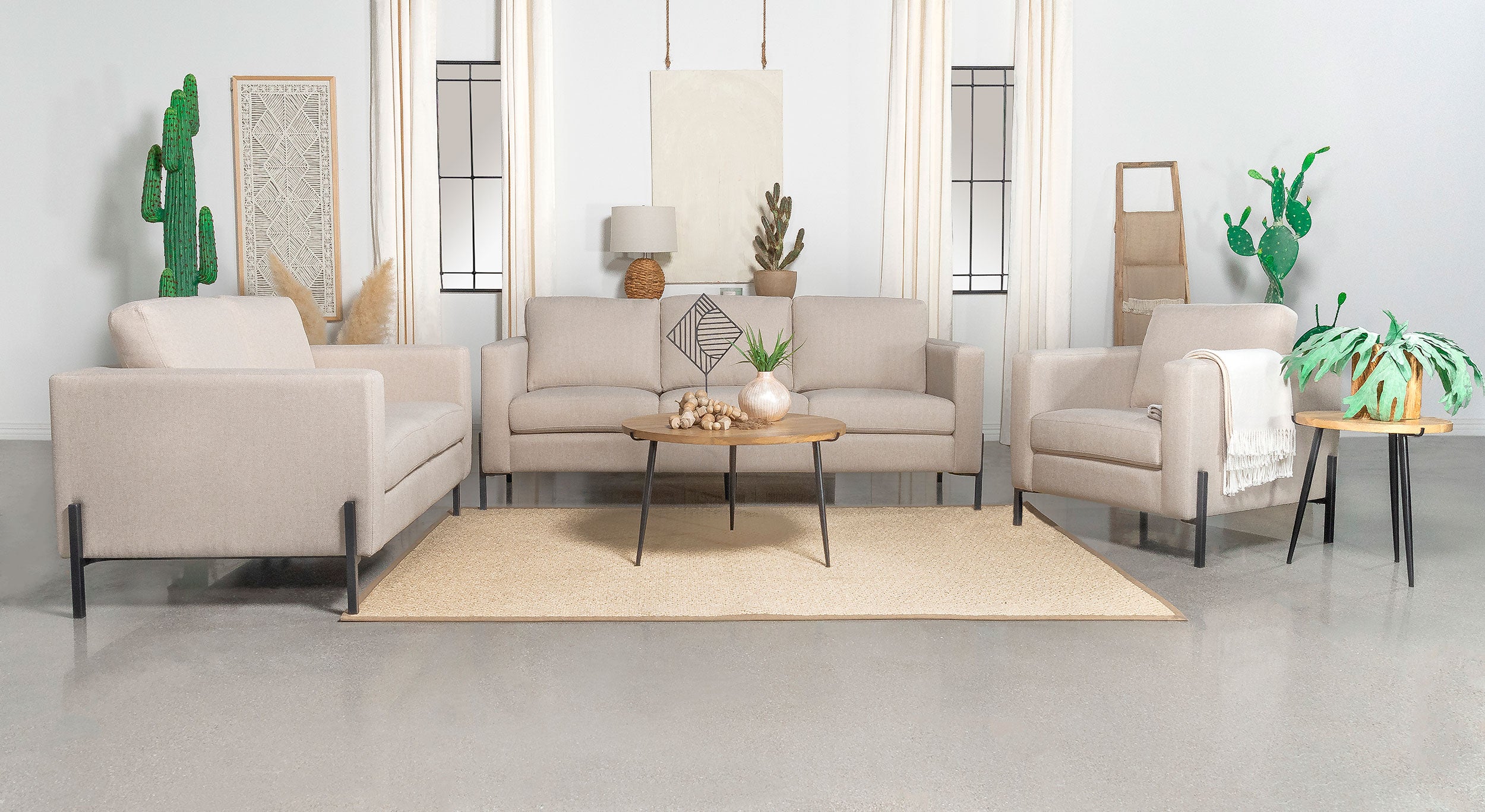 Tilly Upholstered Track Arms Sofa Set