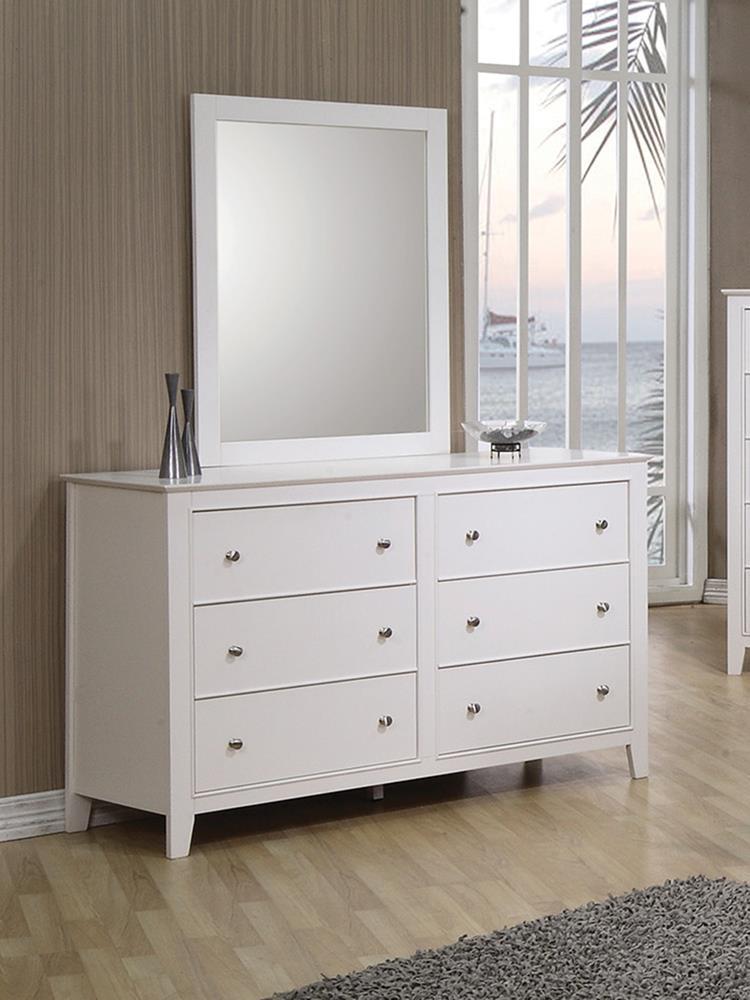 Selena Rectangular Dresser Mirror Cream White Selena Rectangular Dresser Mirror Cream White