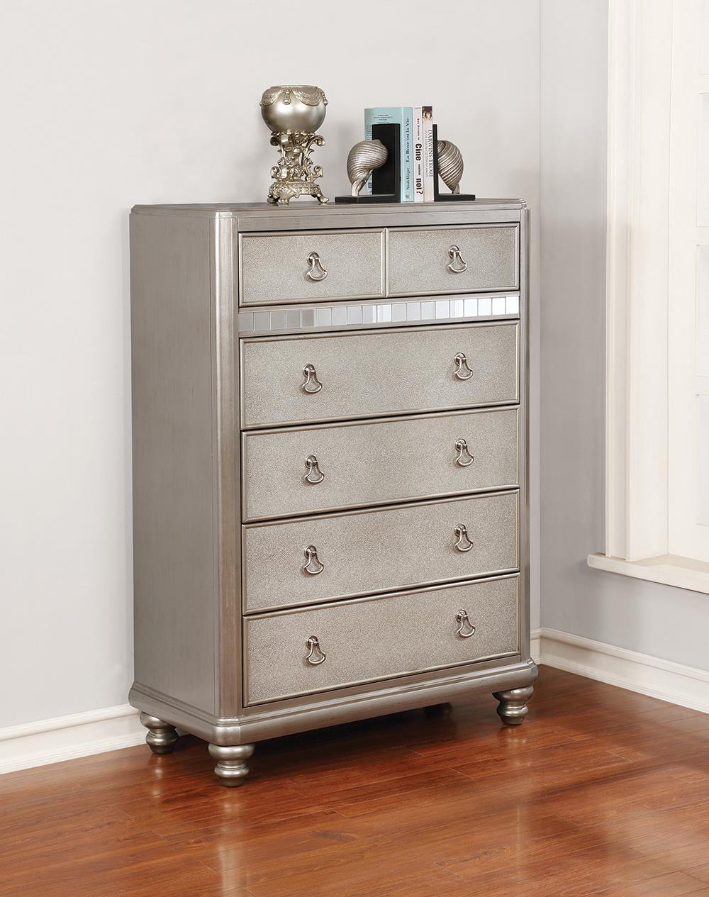 Bling Game 6-drawer Chest Metallic Platinum Bling Game 6-drawer Chest Metallic Platinum
